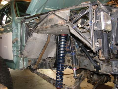Front core support mount and inner wheel well.