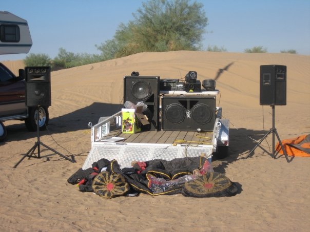 Full on DJ setup complete with Ipod twin mixer